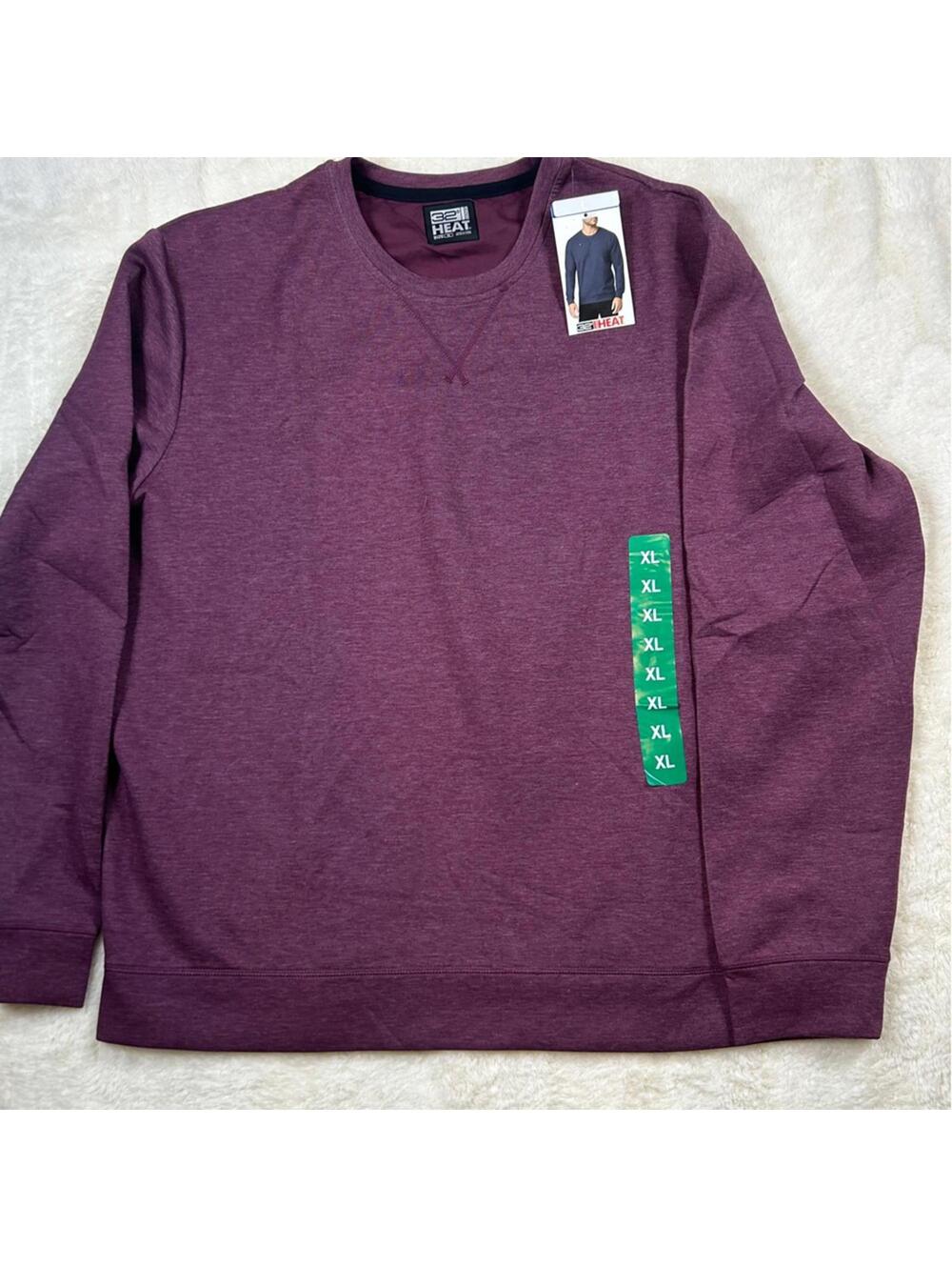 32 Degrees Purple Crewneck Sweater Ribbed Cuffs